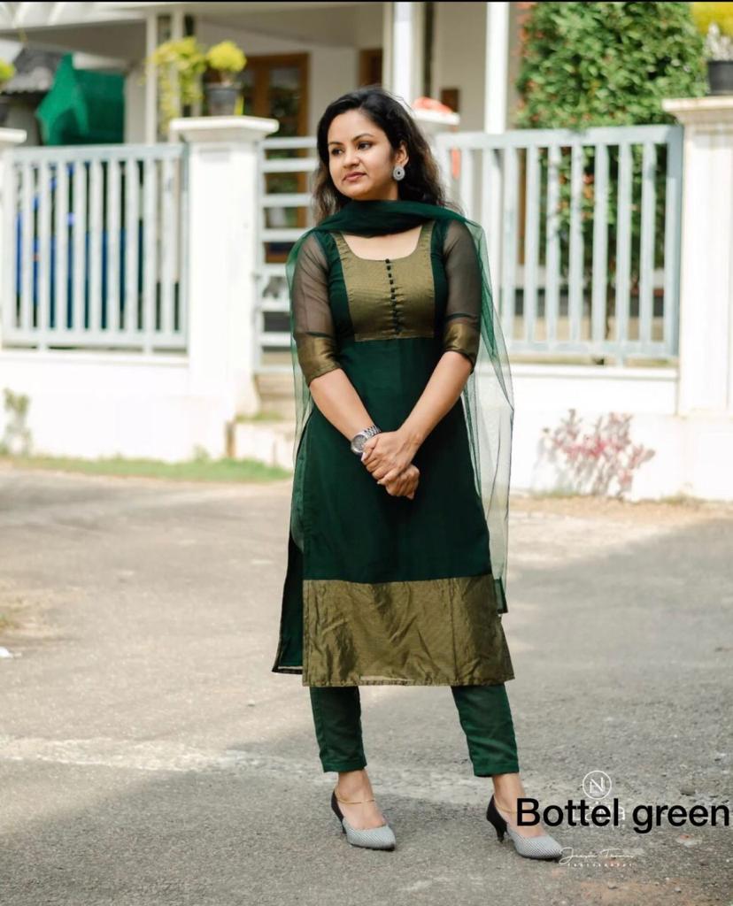 Premium Jacquard- Chiffon Kurti Pant Sets